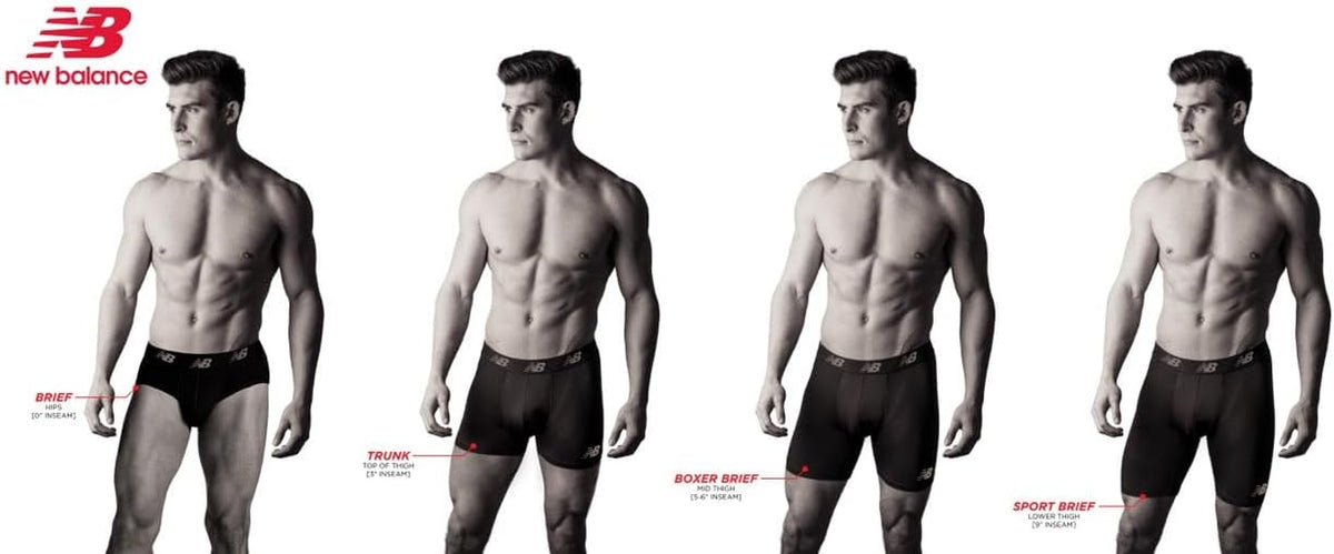 New Balance Men'S 6" Boxer Brief Fly Front with Pouch, 3-Pack