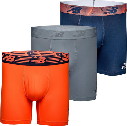 New Balance Men'S 6" Boxer Brief Fly Front with Pouch, 3-Pack