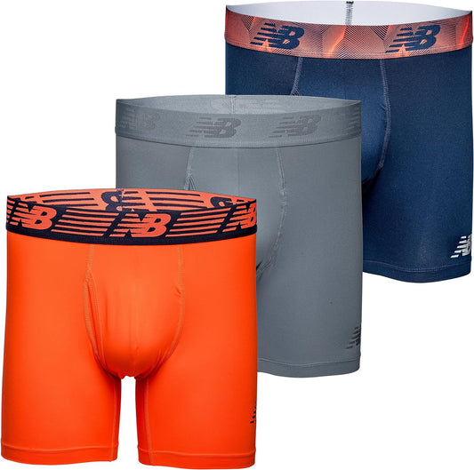 New Balance Men'S 6" Boxer Brief Fly Front with Pouch, 3-Pack